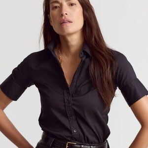 Rochelle Behrens The Shirt Black Button Down Shirt size small